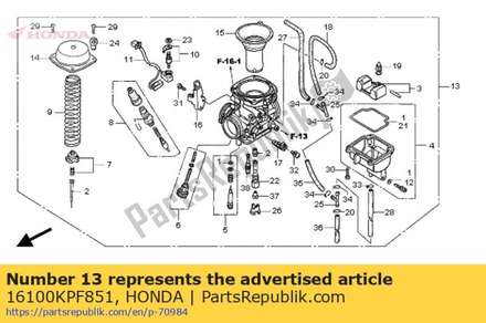Carburetor assy 16100KPF851 Honda