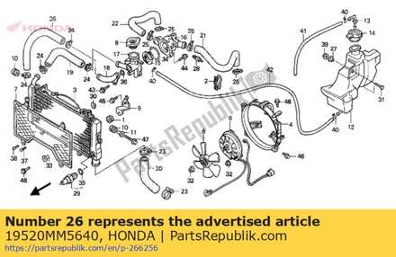 Hose a, fr. water connecting 19520MM5640 Honda