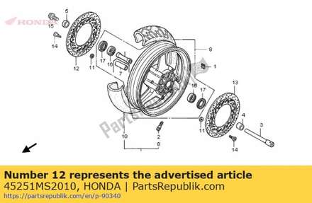 Disk, r. fr. brake 45251MS2010 Honda