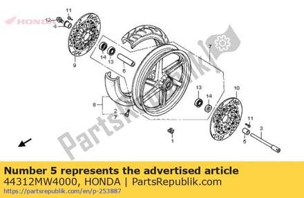 Collar, l. fr. wheel side 44312MW4000 Honda