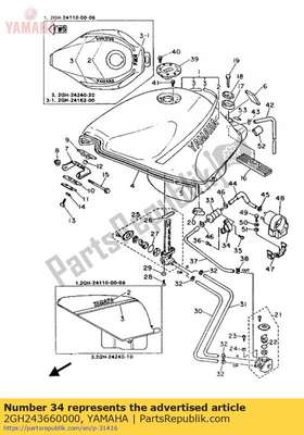 Clamp, fuel pipe 1 2GH243660000 Yamaha