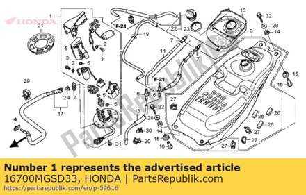 Pump assy., fuel 16700MGSD33 Honda