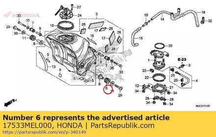 Rubber, l. fr. tank mount 17533MEL000 Honda