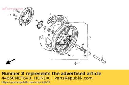 Wheel sub assy., fr. 44650MET640 Honda