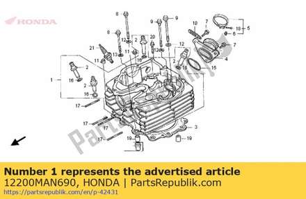 Head comp., cylinder 12200MAN690 Honda