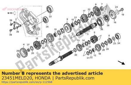 Gear, mainshaft third & fourth (19t/21t) 23451MELD20 Honda