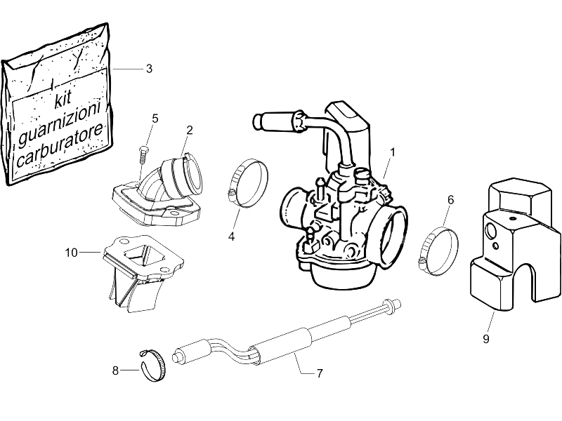 carburateur, montage - koppelingsleiding