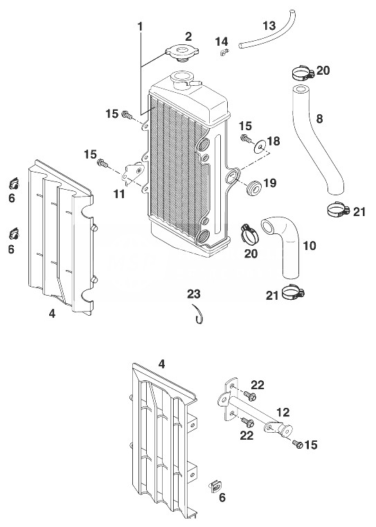 radiador - manguera de radiador 60/65 ccm '98