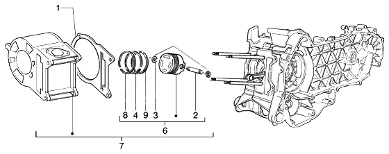 Cylinder-piston-wrist pin, assy