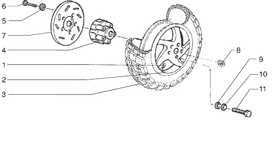 roue arrière (véhicule avec frein de moyeu arrière)
