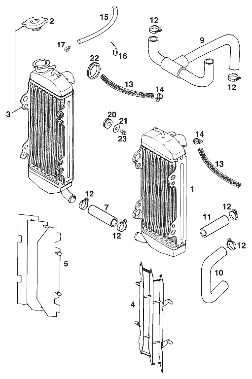 radiador - manguera de radiador 620 sx '97
