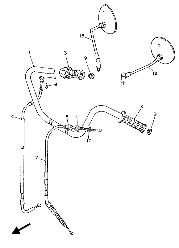 STEERING HANDLE & CABLE (UP HANDLE)