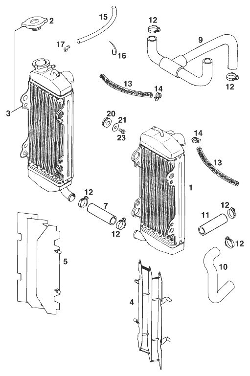 radiador - manguera de radiador 620 sx, sc '98