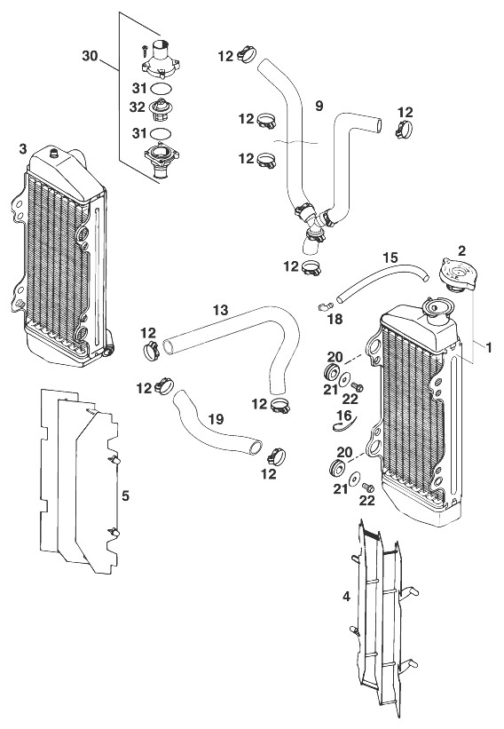 radiador - manguera de radiador 250/300/380 '98