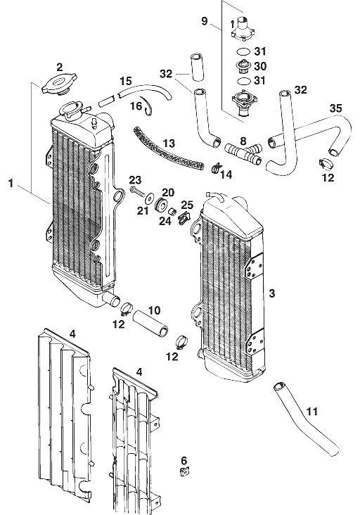radiador - manguera del radiador 440/500/550 '95
