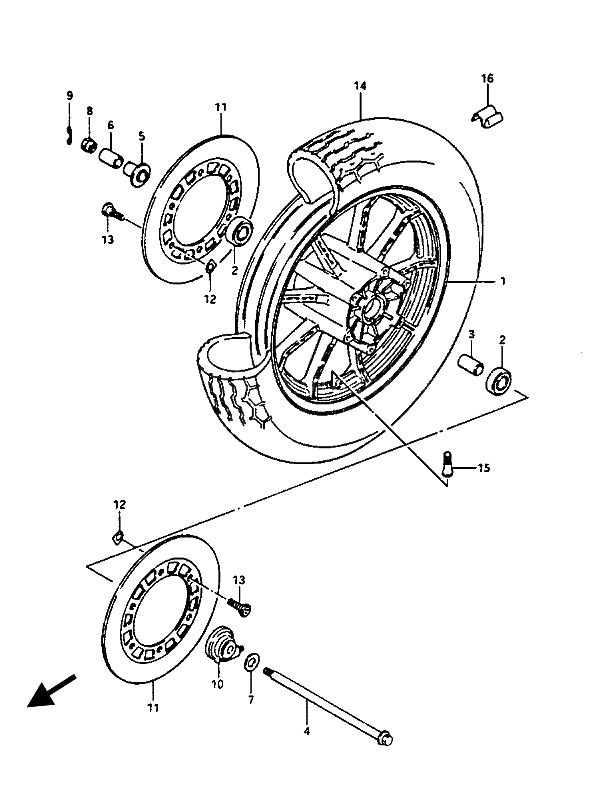 FRONT WHEEL (GV1400GD-GT  F.NO.103764)