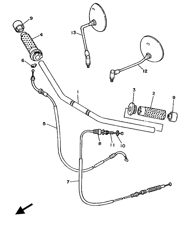 cable de la palanca de dirección (arriba)