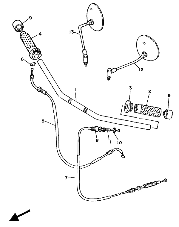 manija de dirección y cable (manija plana)