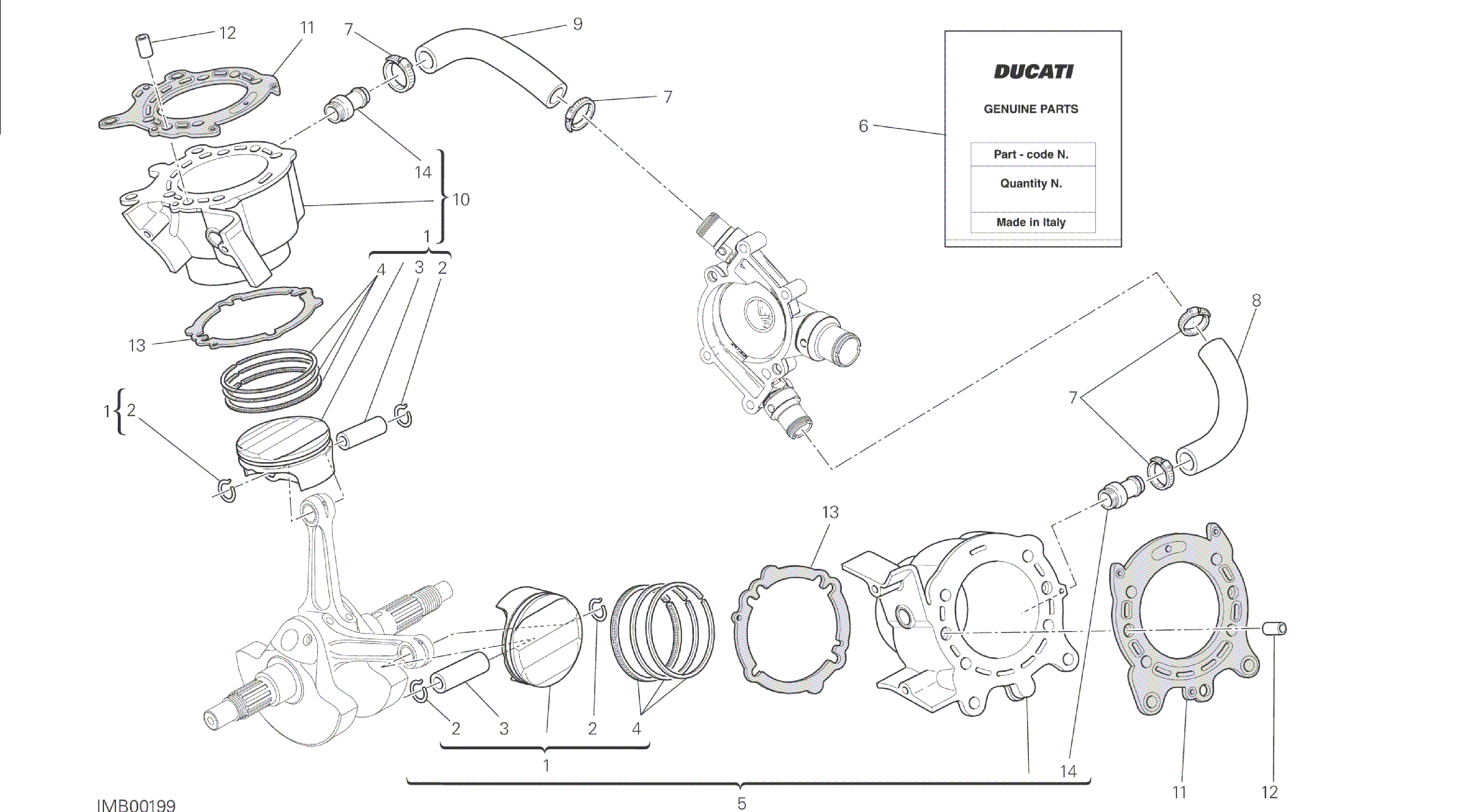 DRAWING 007 - CYLINDERS - PISTONS [MOD:M 1200S]GROUP ENGINE