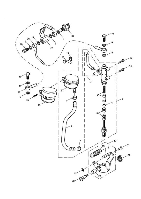 Rear Brake Master Cylinder, Reservoir & Pedal > 469049