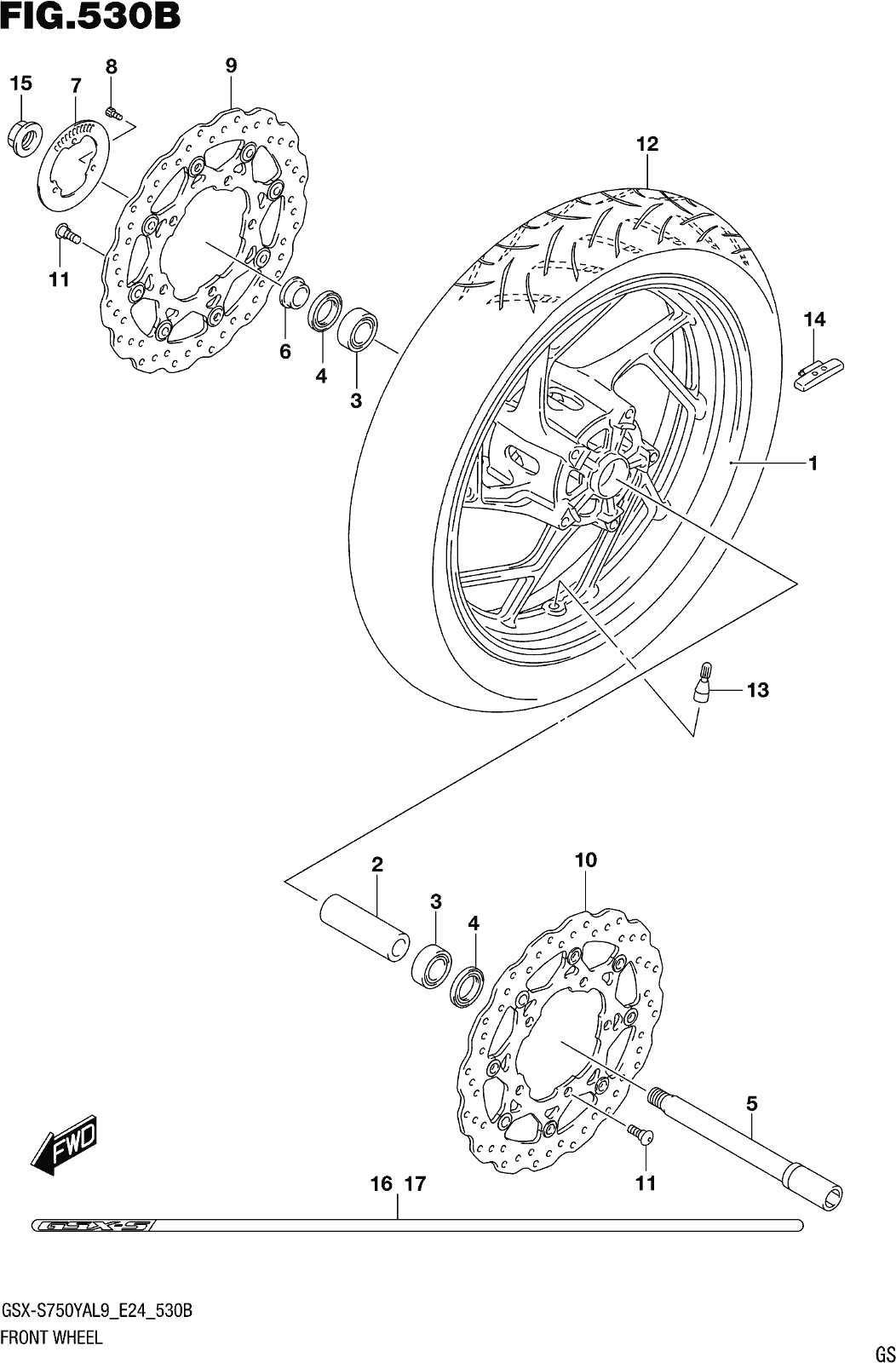 Fig.530b Front Wheel (gsx-s750zal9 E24)