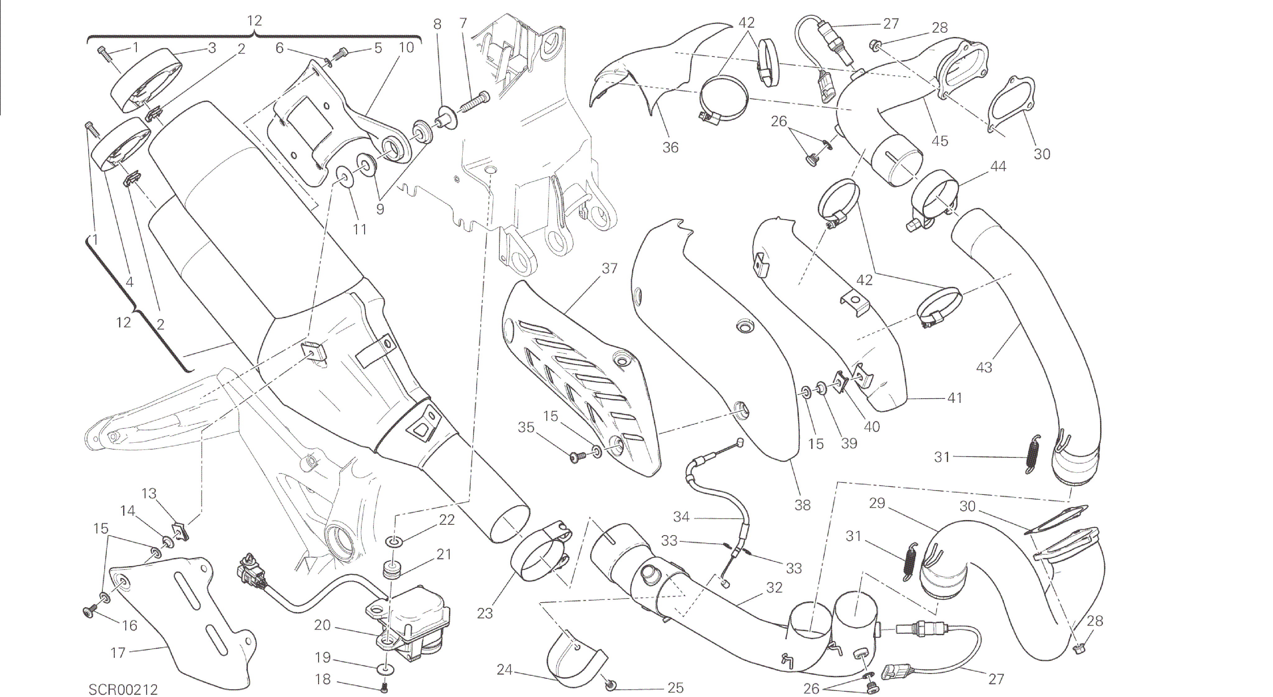 DRAWING 019 - EXHAUST SYSTEM [MOD:M 1200S]GROUP FRAME