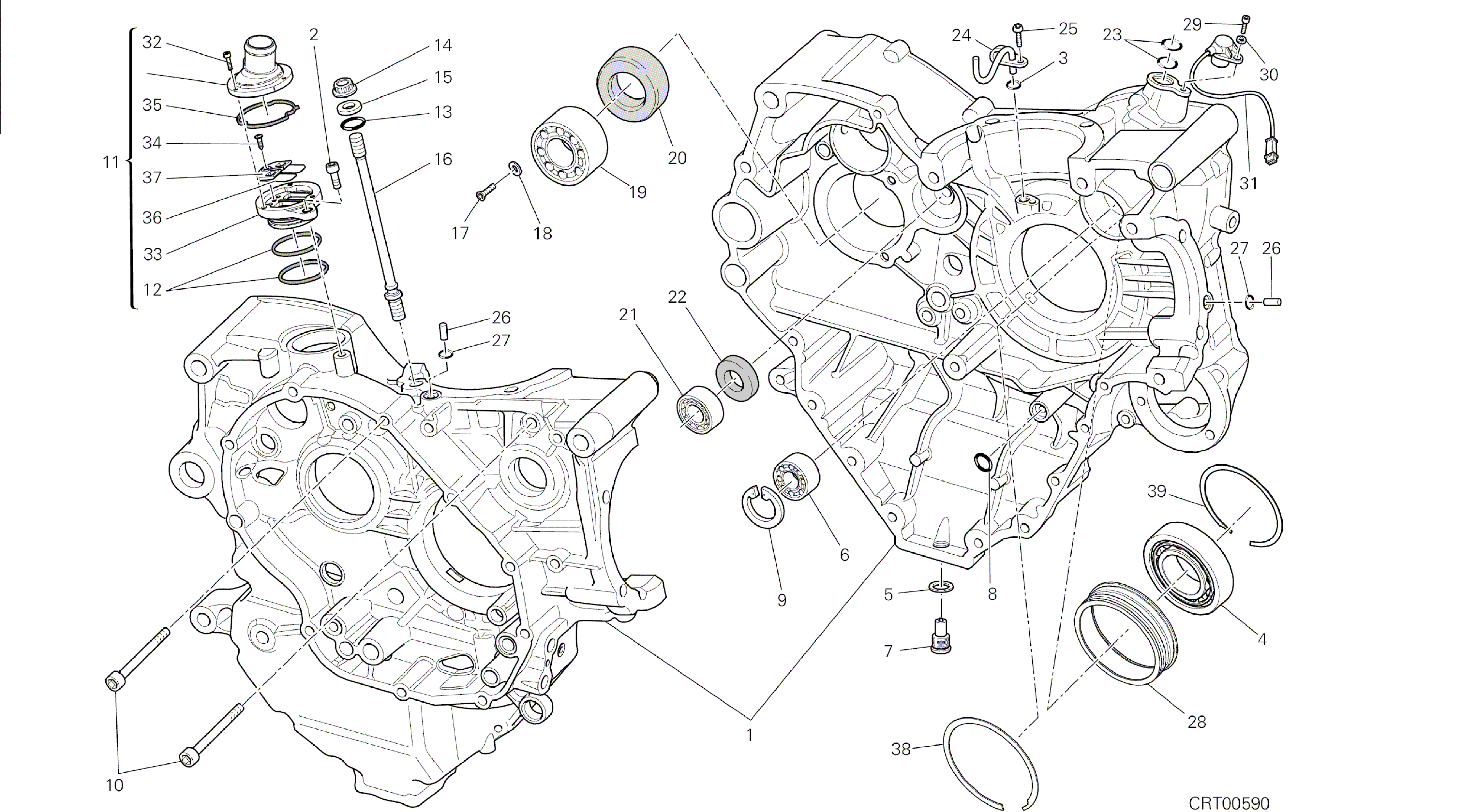 DRAWING 010 - HALF-CRANKCASES PAIR [MOD:M 1200S]GROUP ENGINE