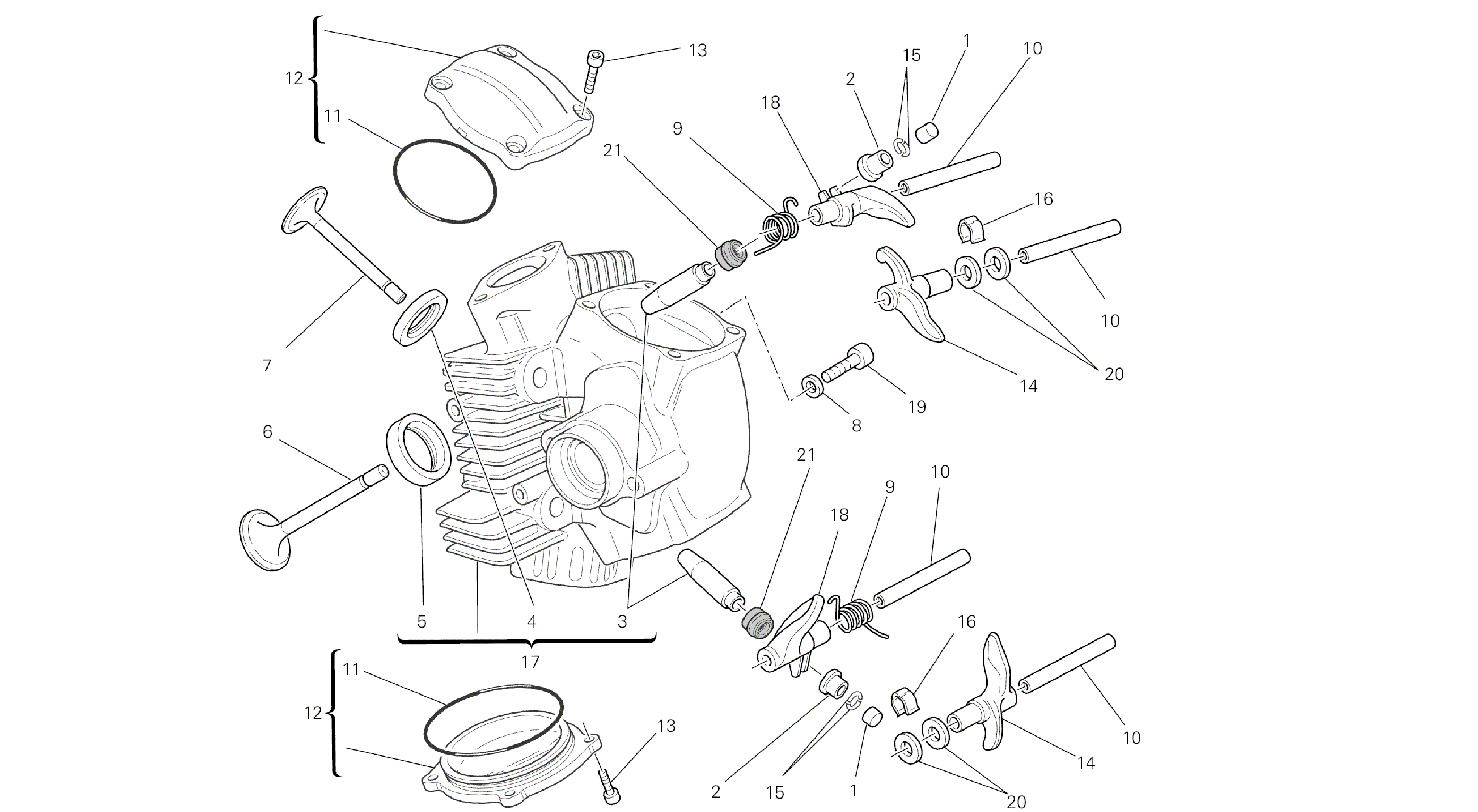 DRAWING 015 - HORIZONTAL CYLINDER HEAD [MOD:M696ABS,M696+ABS;XST:AUS,EUR,JAP]GROUP ENGINE