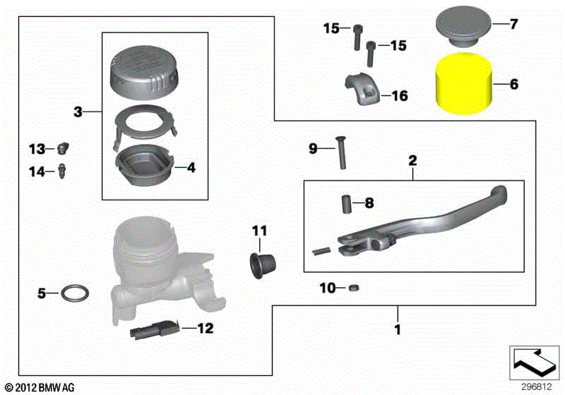 Handbrake assembly handlebar clamp M5