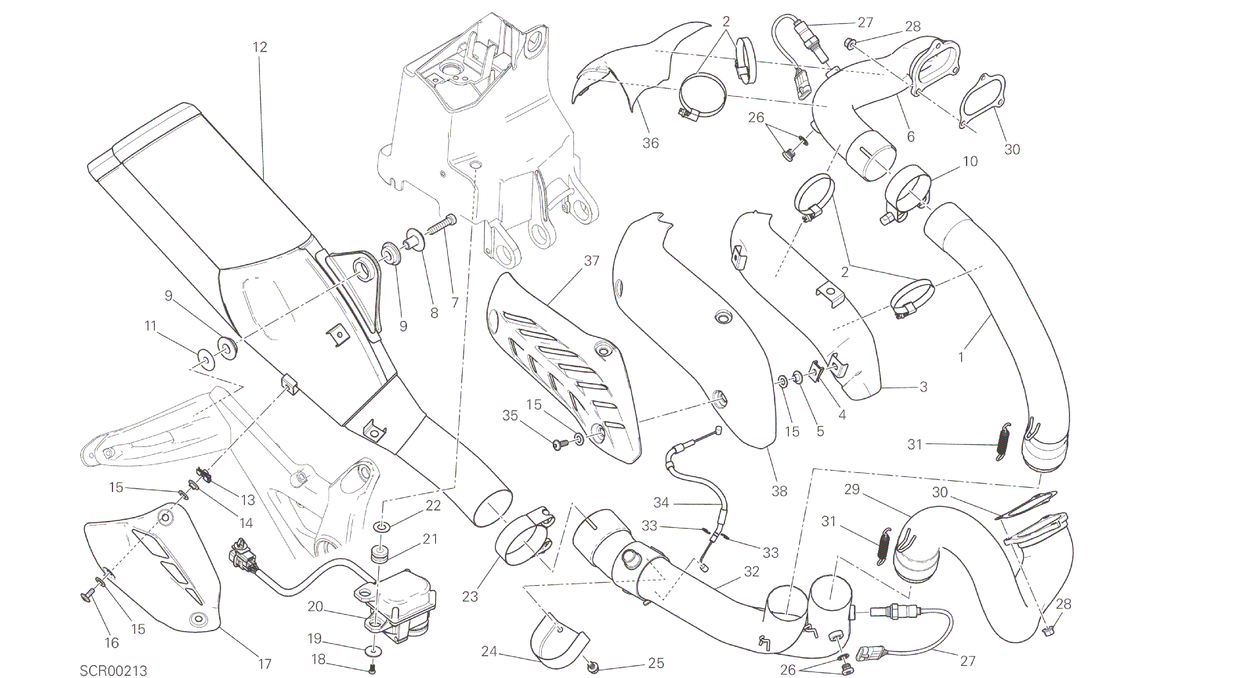 DRAWING 019 - EXHAUST SYSTEM [MOD:M 821]GROUP FRAME