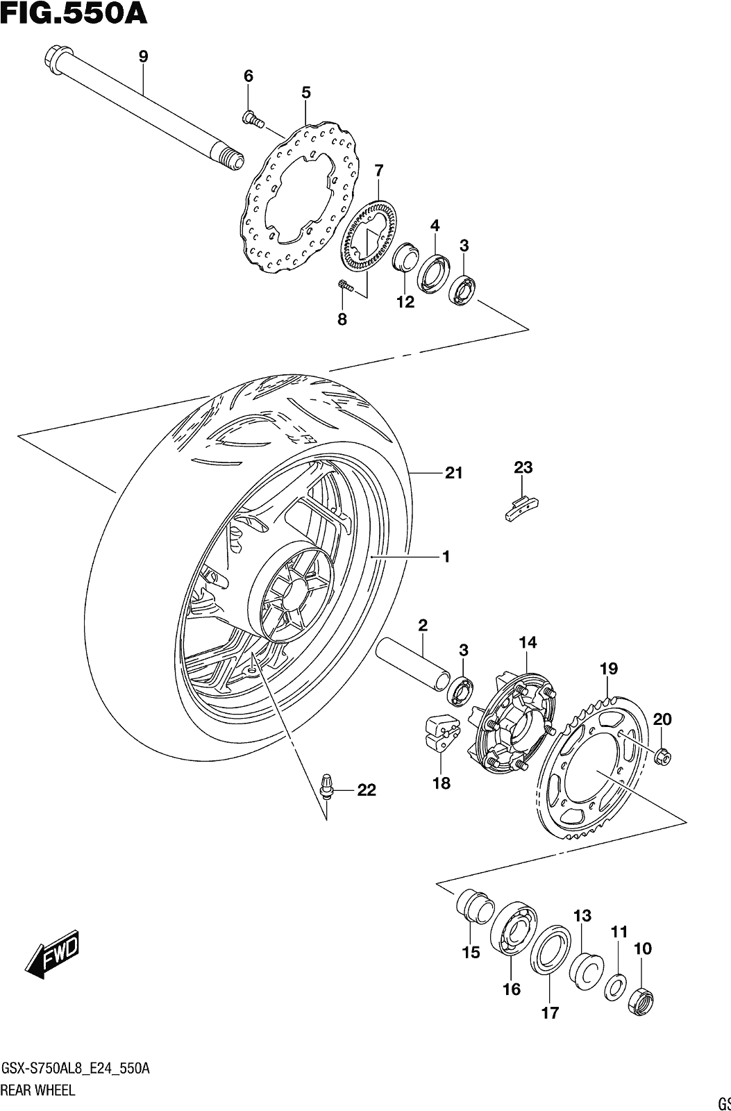 Fig.550a Rear Wheel (gsx-s750al8 E24)