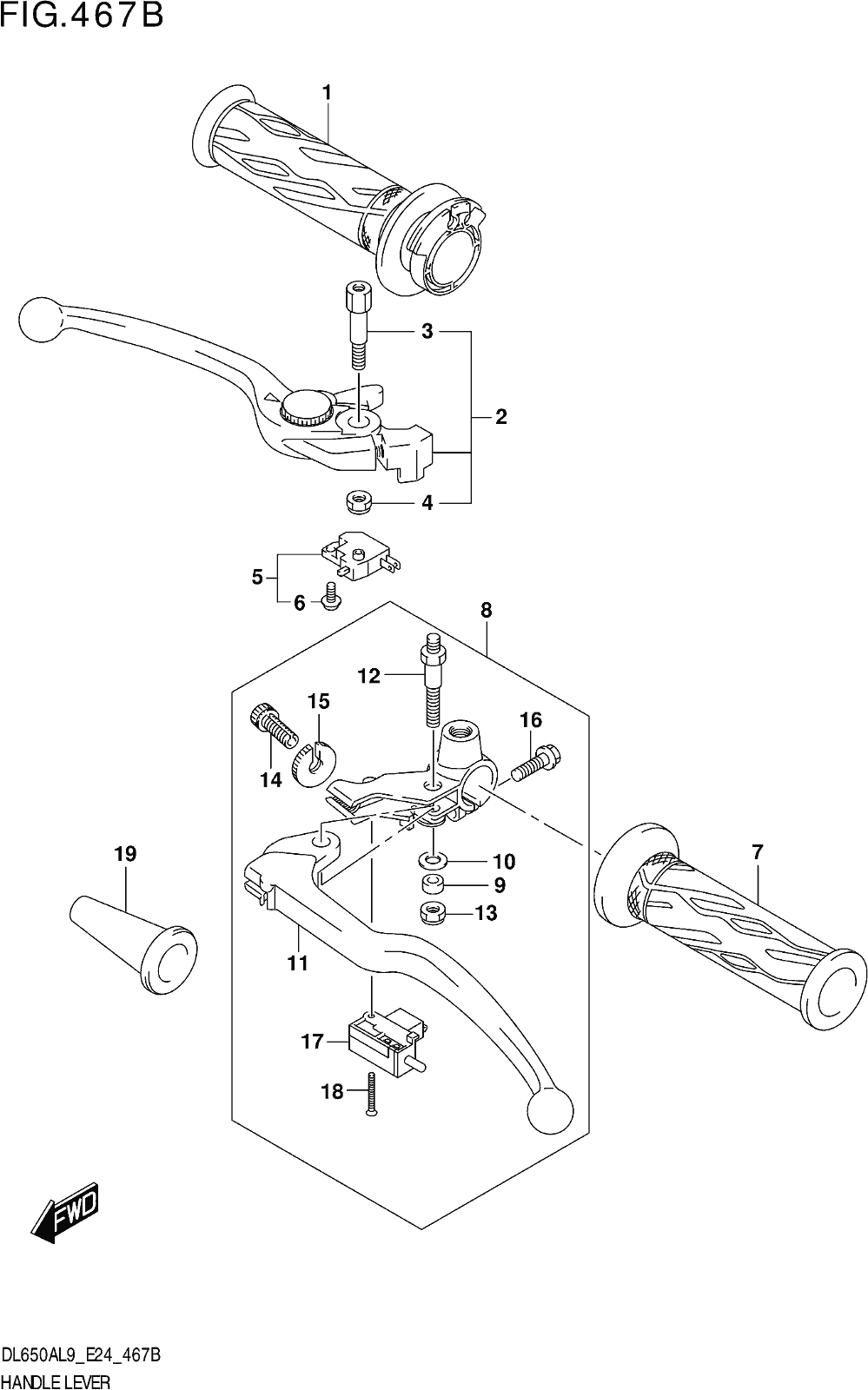 Fig.467b Handle Lever (dl650xa,dl650xaue)