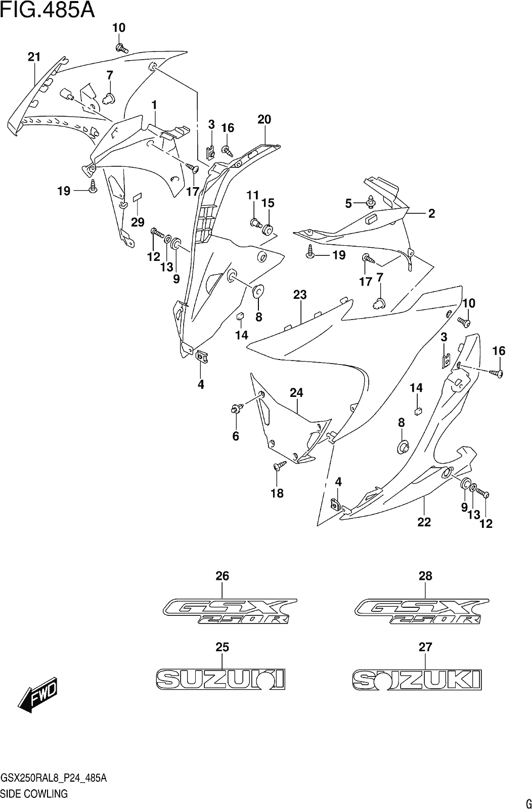 Fig.485a Side Cowling (gw250ral8 P24)