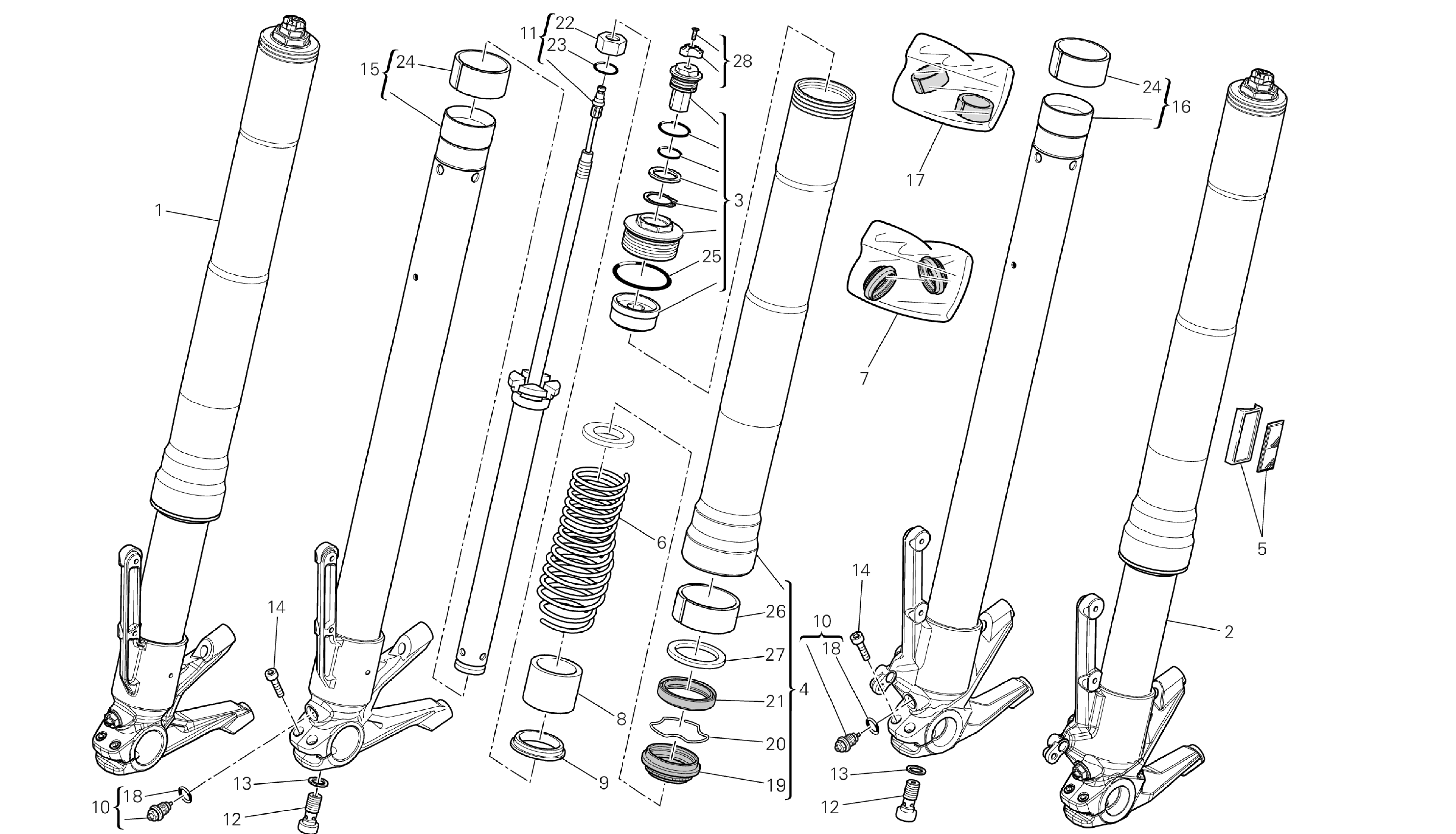 DRAWING 21A - FRONT FORK [MOD:DVLC;XST:CHN] GROUP FR AME
