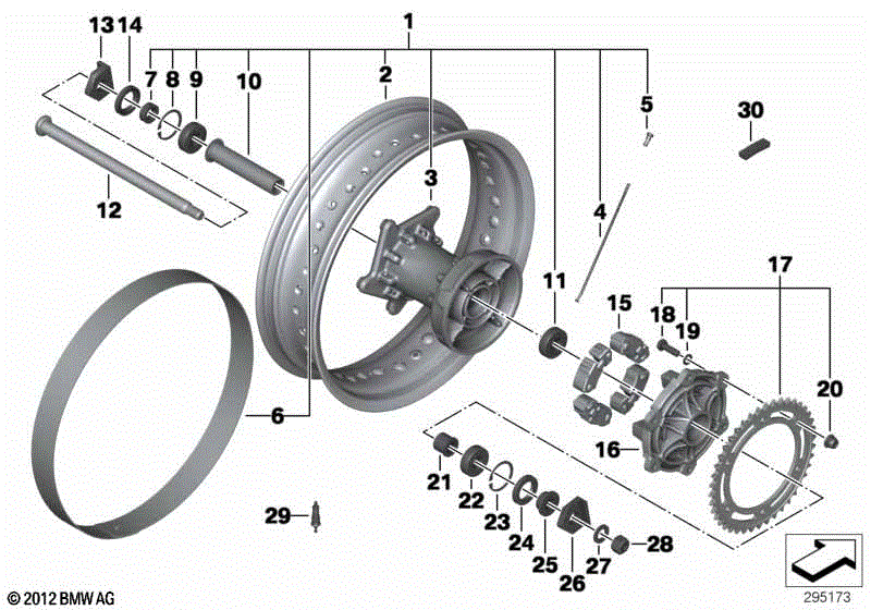 Spoke wheel, rear