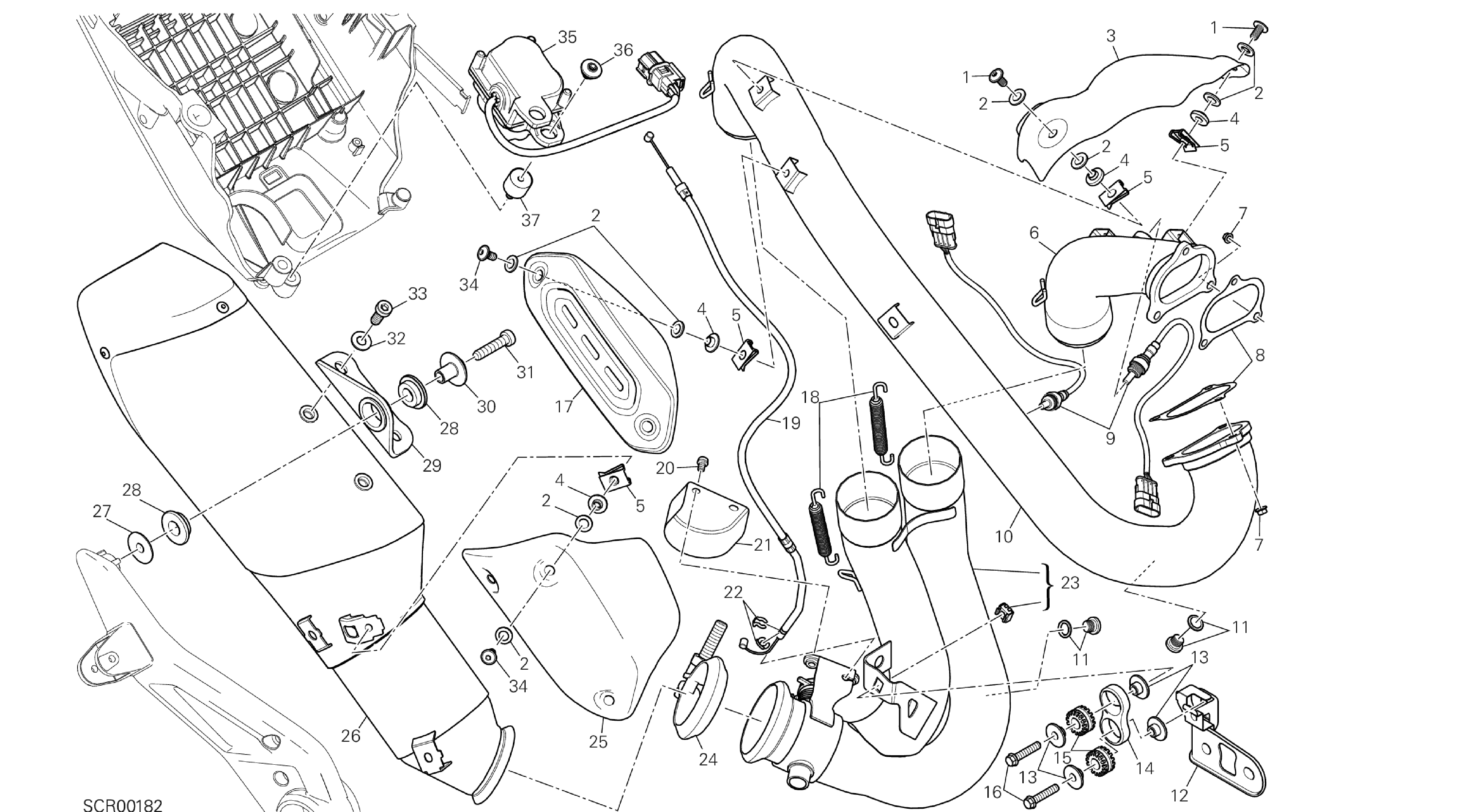 DRAWING 019 - EXHAUST SYSTEM [X ST:CAL,C DN,EUR] GROUP FR AME