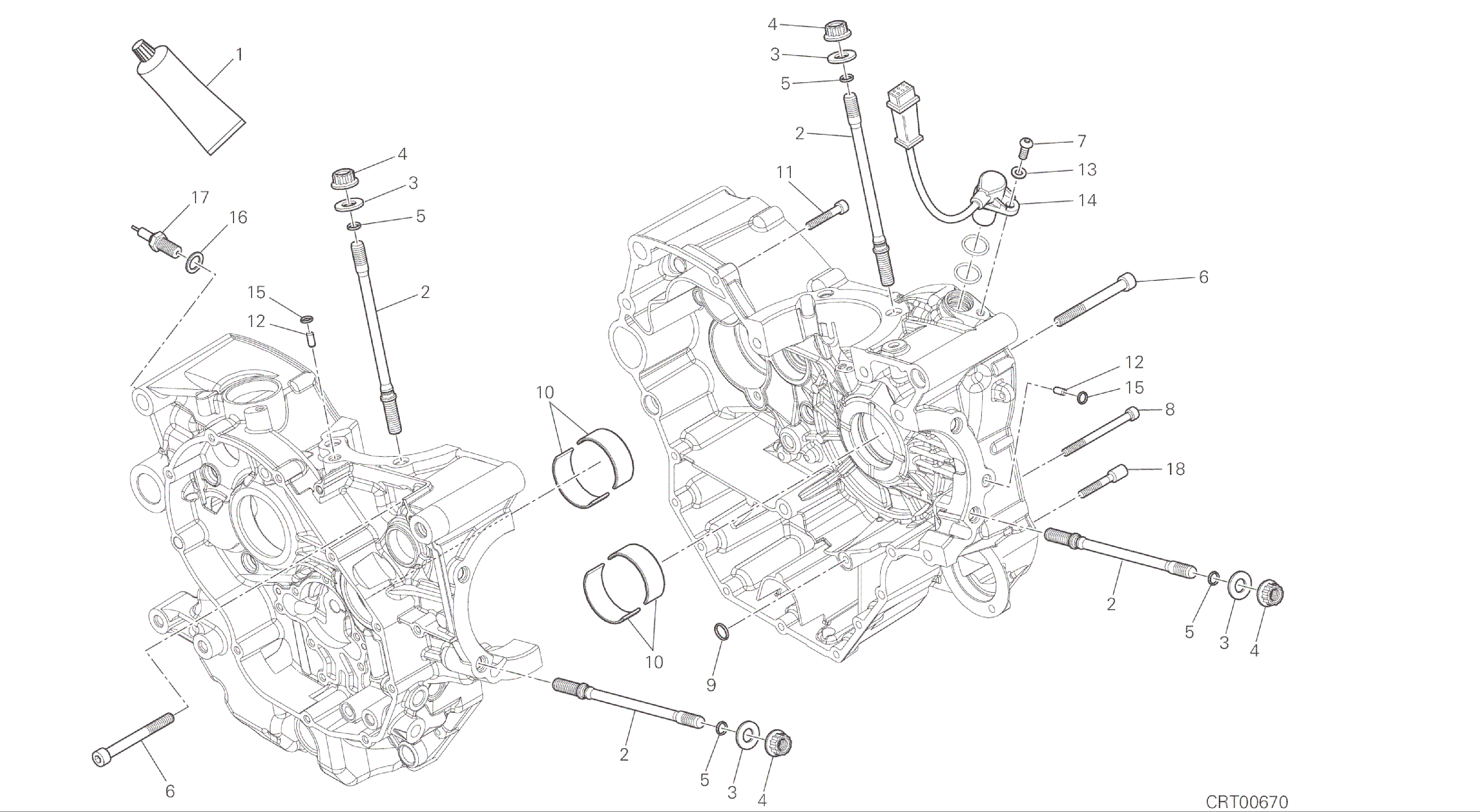 DRAWING 10A - HALF-CRANKCASES PAIR [MOD:M 821]GROUP ENGINE