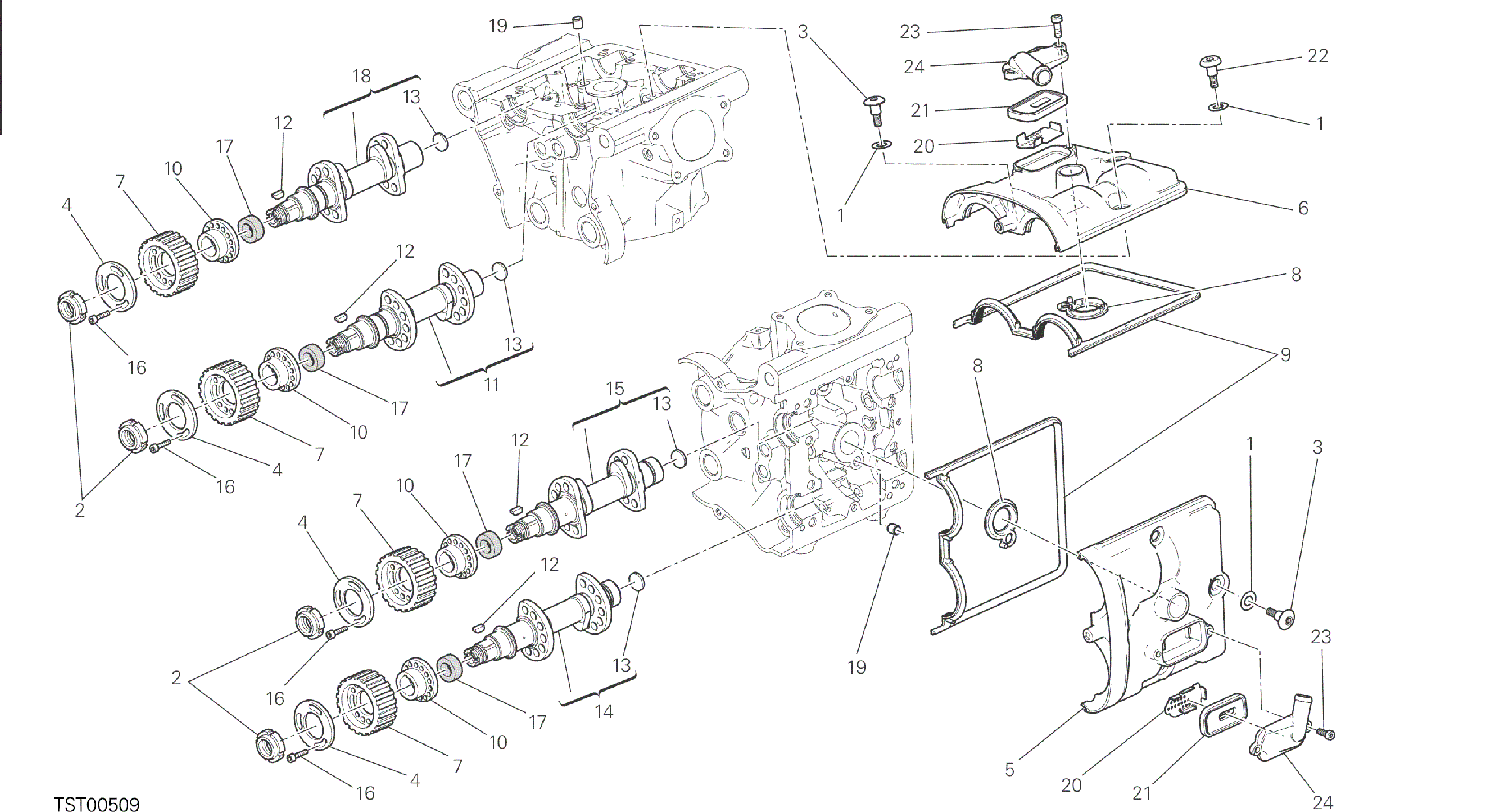 DRAWING 013 - CYLINDER HEAD : TIMING SYSTEM [MOD:M 821]GROUP ENGINE