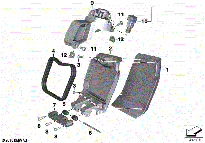 Stowage compartment trim, leg shield