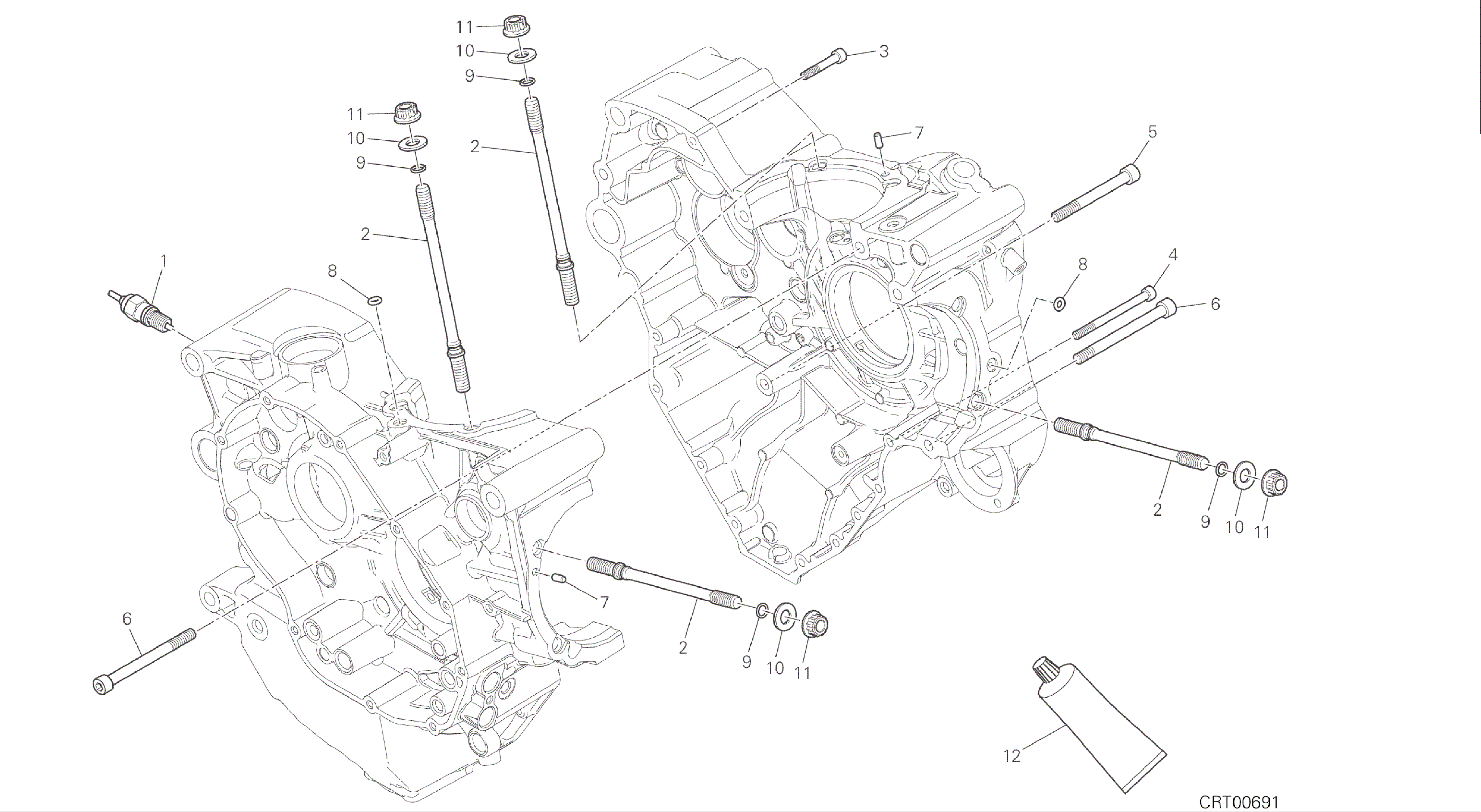 DRAWING 10A - HALF-CRANKCASES PAIR [MOD:MS1200S]GROUP ENGINE
