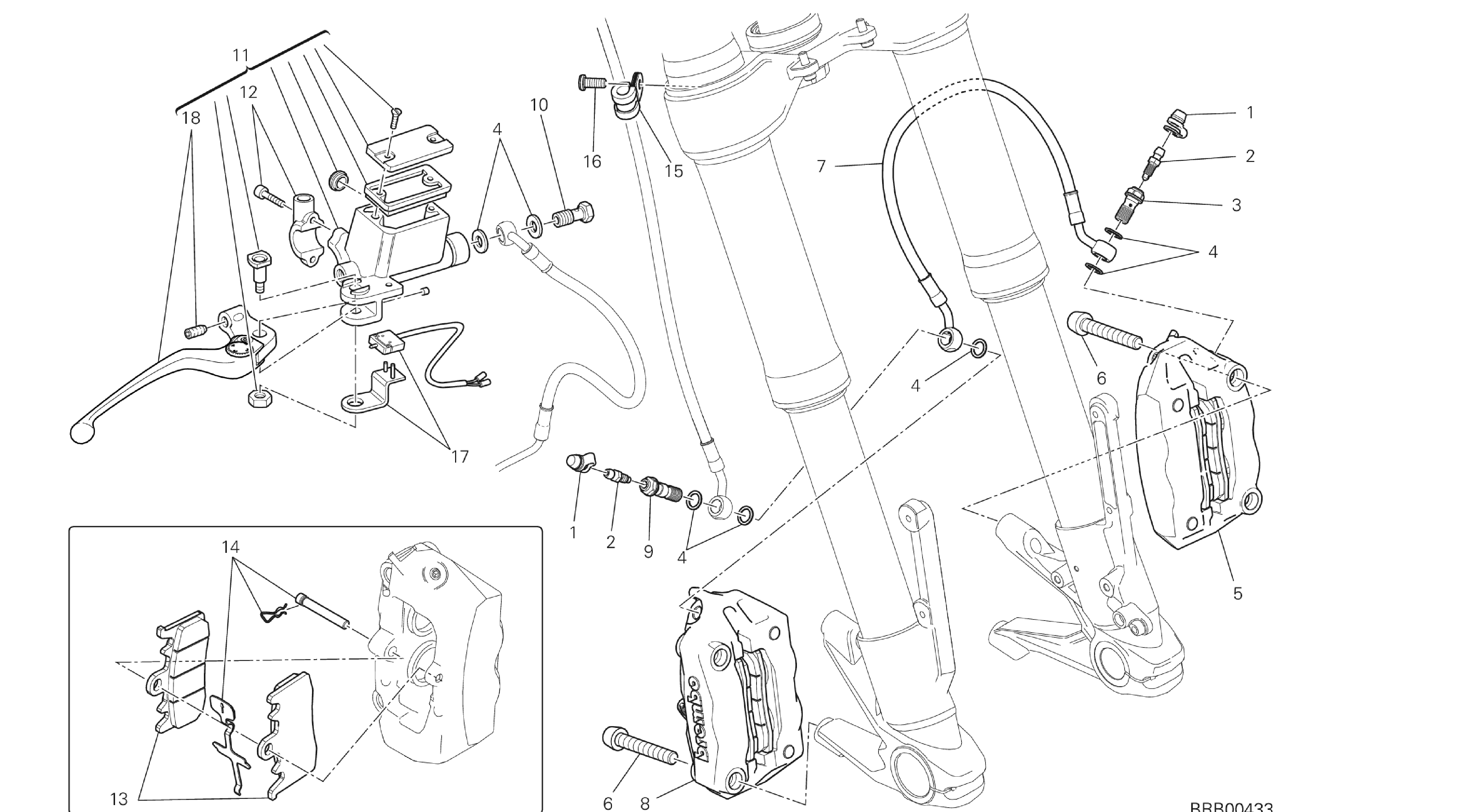 DRAWING 024 - FRONT BRAKE SYSTEM [X ST:CAL,C DN,EUR] GROUP FR AME