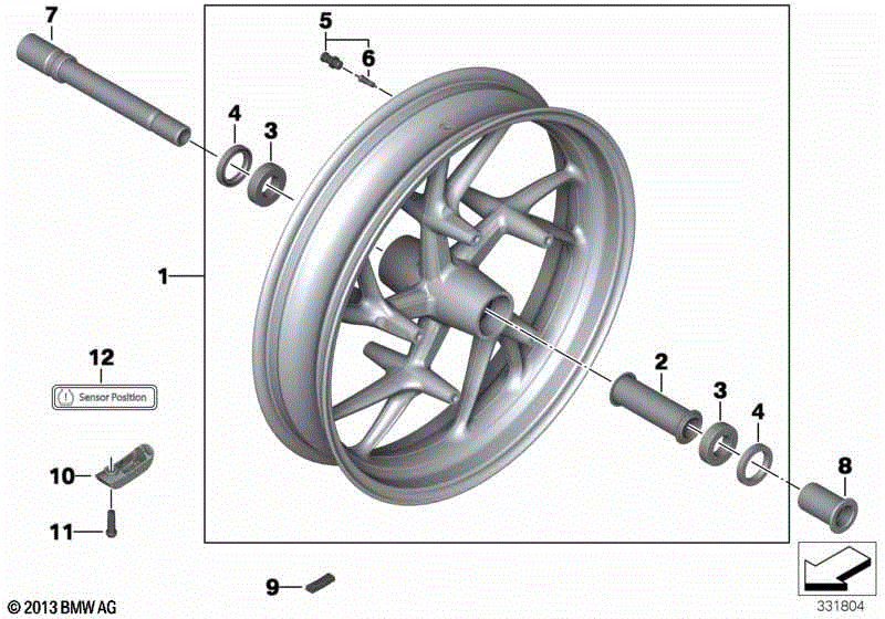 Cast wheel, TPM, front