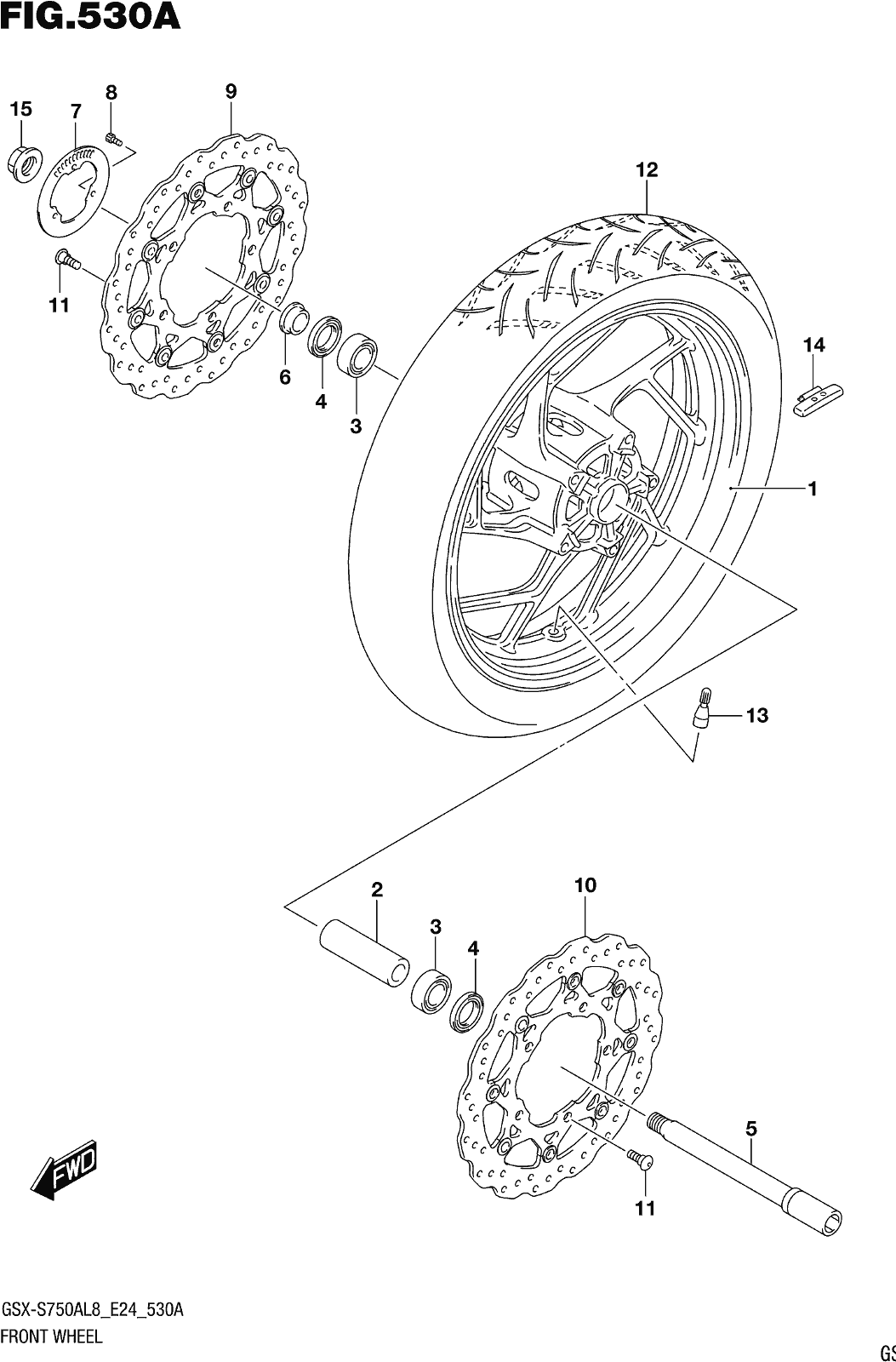 Fig.530a Front Wheel (gsx-s750al8 E24)