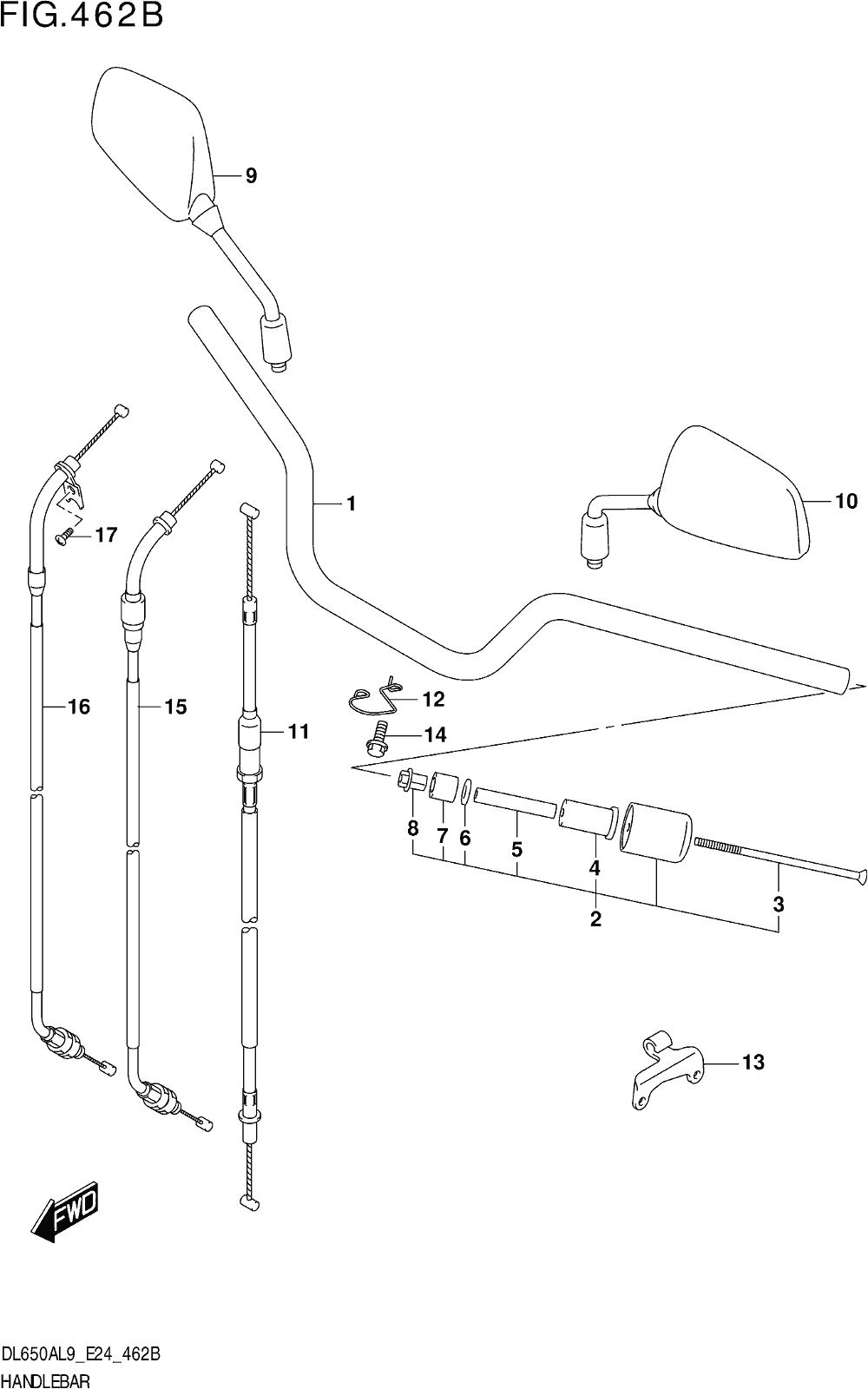 Fig.462b Handlebar (dl650a,dl650aue)