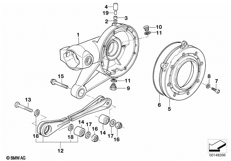 Rear axle housing and rod