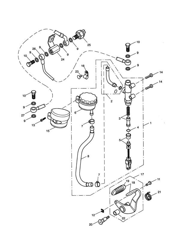 Rear Brake Master Cylinder, Reservoir & Pedal > 468389