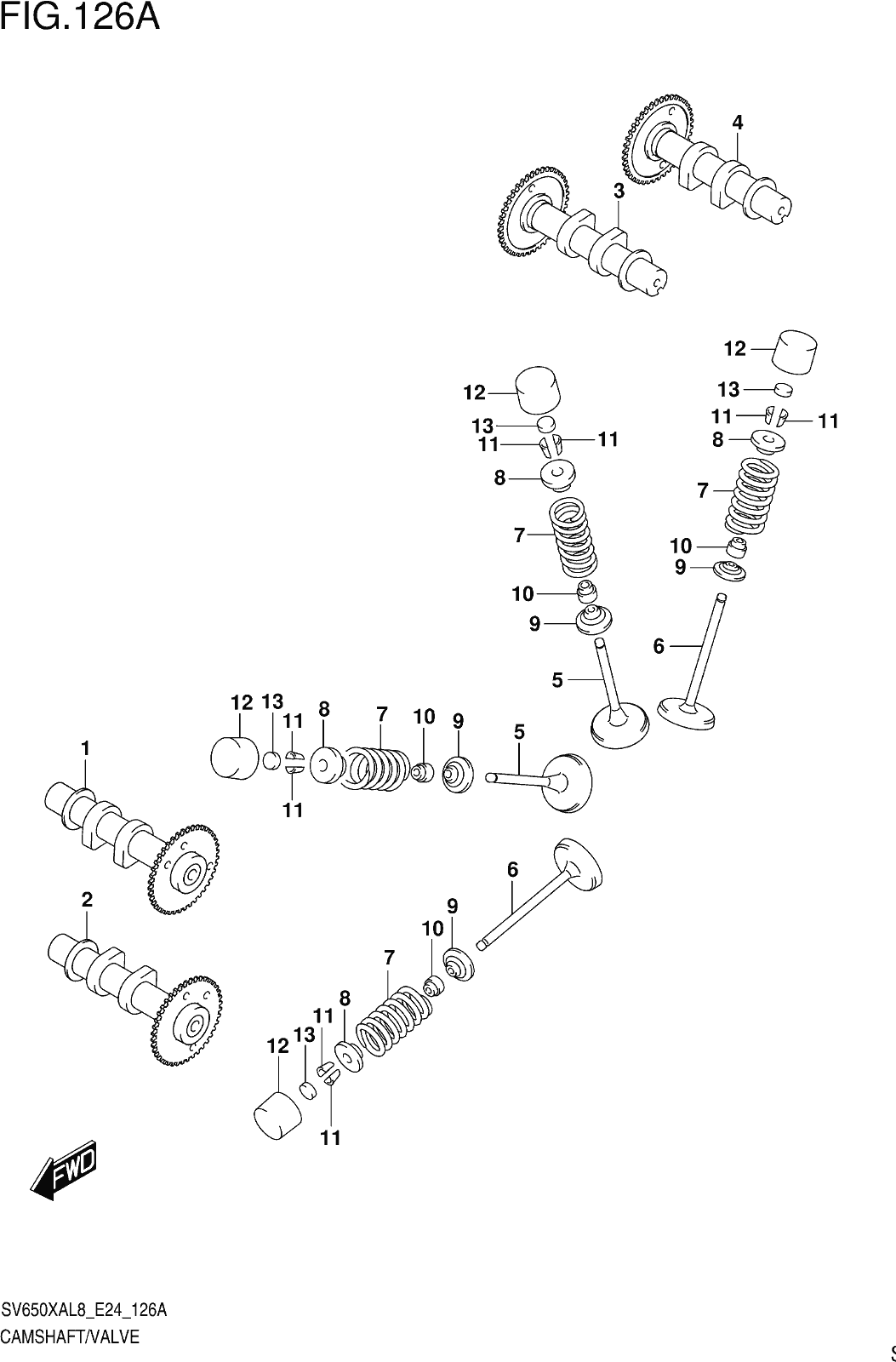 Fig.126a Camshaft/valve