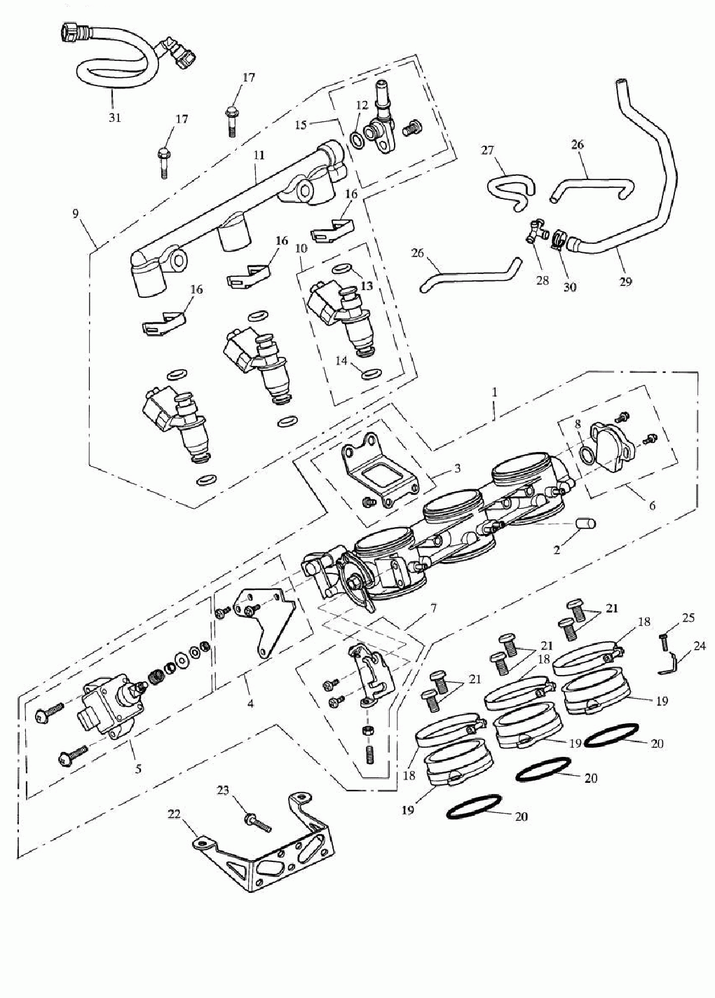 throttles, injectors and fuel rail