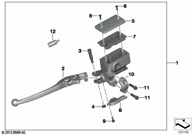 Handbrake lever, rear wheel