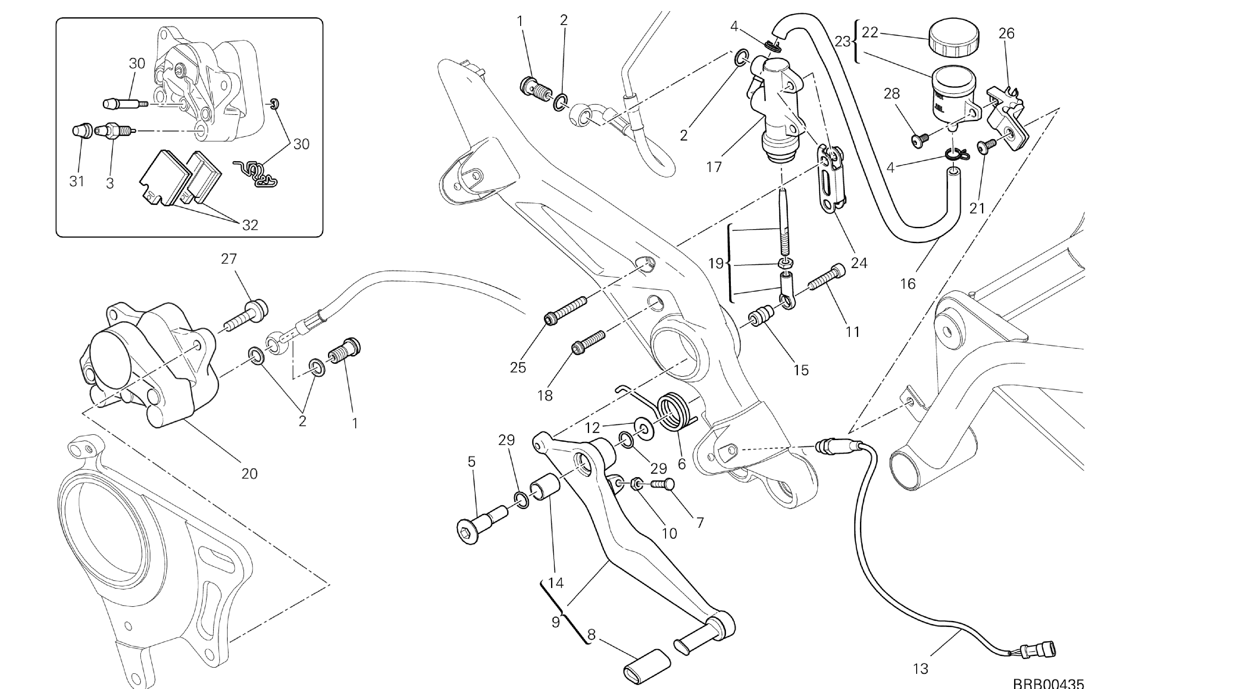 DRAWING 025 - REAR BRAKE SYSTEM [X ST:CAL,C DN,EUR] GROUP FR AME